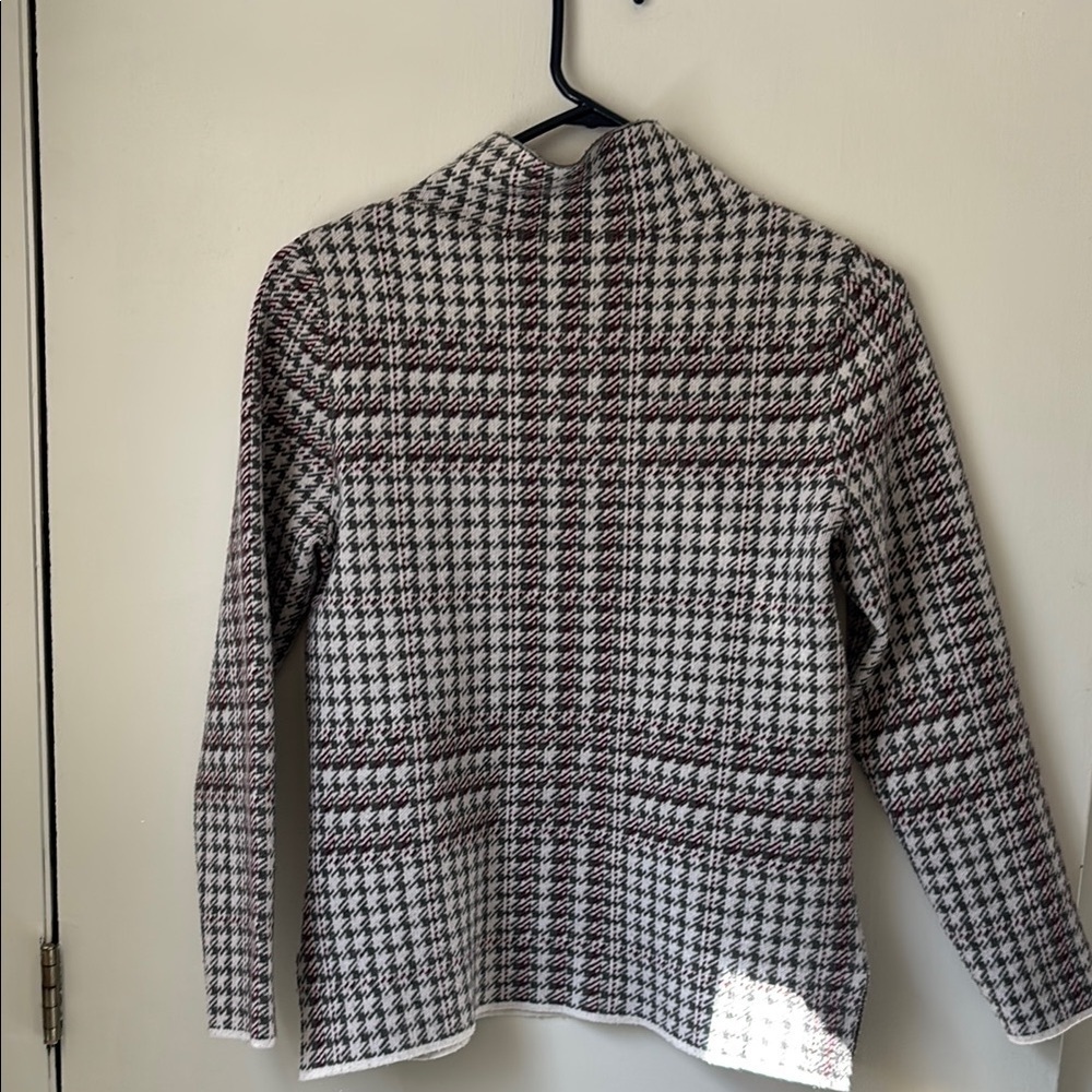 Appleseed's Black and White Cowl Neck Sweater with Houndstooth Design - Picture 2 of 5